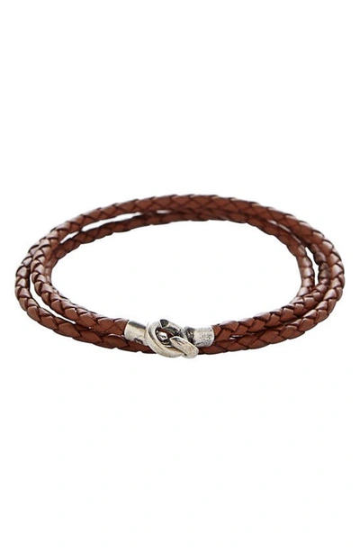 Degs & Sal Men's Woven Leather Wrap Bracelet In Saddle