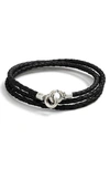 Degs & Sal Men's Woven Leather Wrap Bracelet In Black