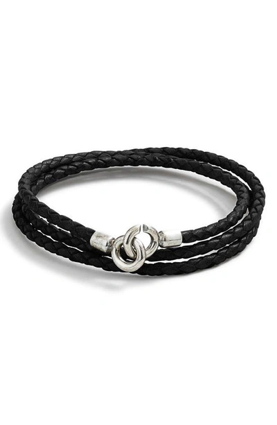 Degs & Sal Men's Woven Leather Wrap Bracelet In Black