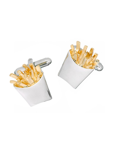 Link Up French Fries Cufflinks In Gold Silver