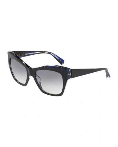 Alain Mikli Nuages Marbleized Acetate Square Mirrored Sunglasses In Blue