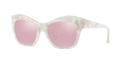 Alain Mikli Nuages Marbleized Acetate Square Mirrored Sunglasses In White