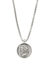Degs & Sal Men's Greek Skull Coin 24" Pendant Necklace In Sterling Silver In Grey