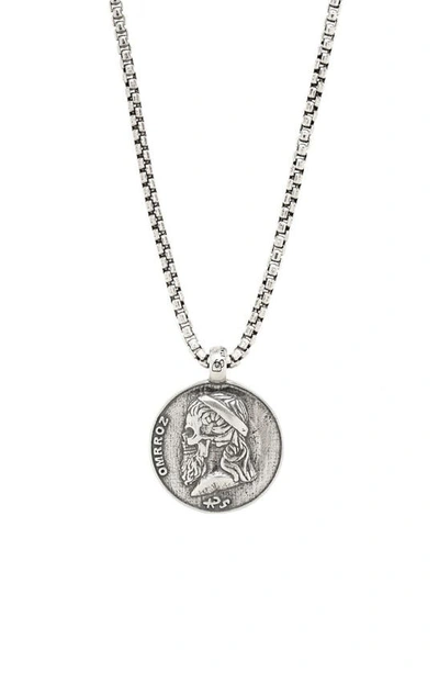 Degs & Sal Men's Greek Skull Coin 24" Pendant Necklace In Sterling Silver