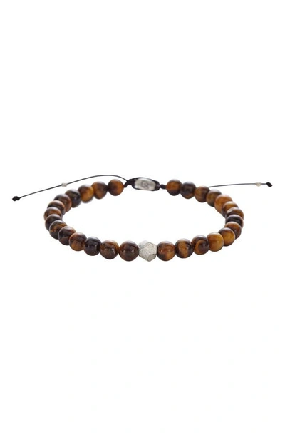 Degs & Sal Men's (6mm) Bead Bolo Bracelet In Sterling Silver In Brown