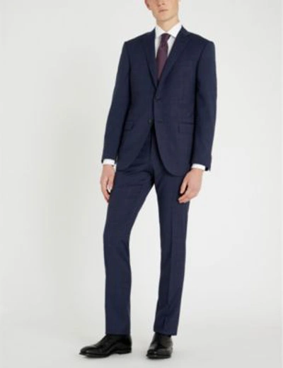 Corneliani Checked Academy-fit Wool Suit In Navy
