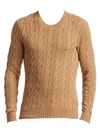 Ralph Lauren Cableknit Cashmere Sweater In Camel
