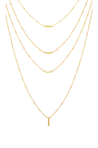 Luv Aj Ombre Bar Multi Charm Necklace In Metallic Gold.