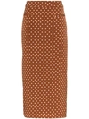 Rejina Pyo Mina Polka Dot Ruched Back Skirt In Brown