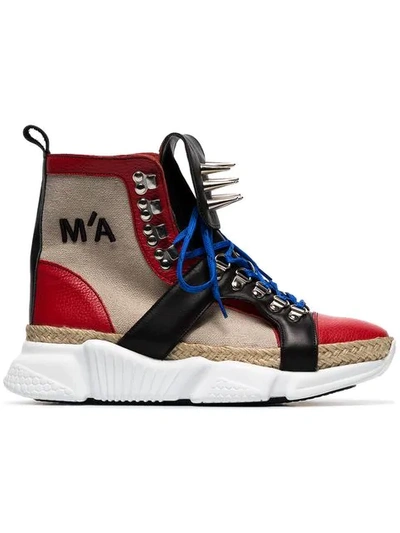 Marques' Almeida Marques'almeida Spike Embellished Canvas High Top Sneakers In Black