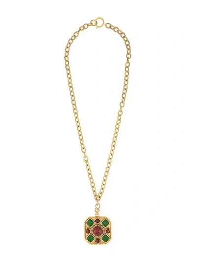 Pre-owned Chanel 1980s  Chain Pendant Necklace In Gold