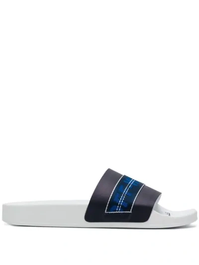Off-white Men's Industrial Leather Slide Sandals, Blue