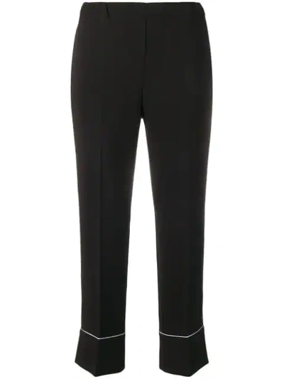 Blanca Contrast Trim Cropped Trousers In Black