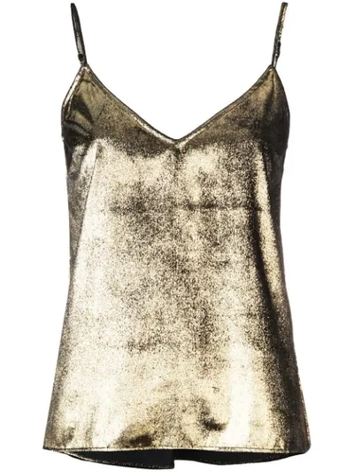 Frame Metallic Velvet Camisole In Gold