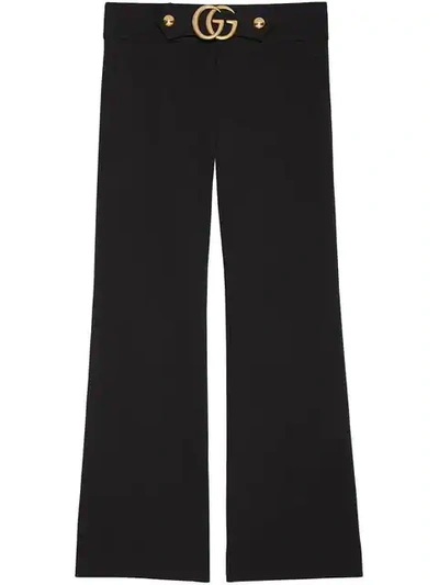 Gucci Gg Wool And Silk-blend Cady Kick-flare Trousers In Black