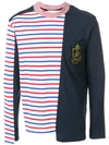 Jw Anderson Striped And Embroidered Jersey T-shirt In Red