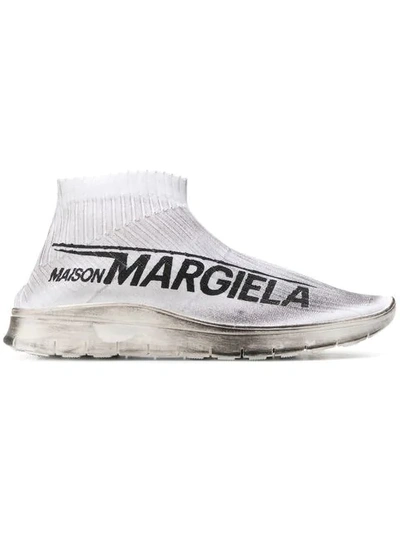 Maison Margiela Vintage Sock Runner Nylon Knit Sneakers In White