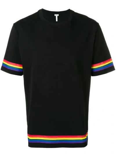 Loewe Logo Print Rainbow Cotton Jersey T-shirt In Black