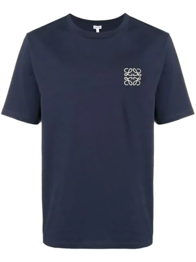 Loewe Anagram Embroidery Cotton Jersey T-shirt In Navy