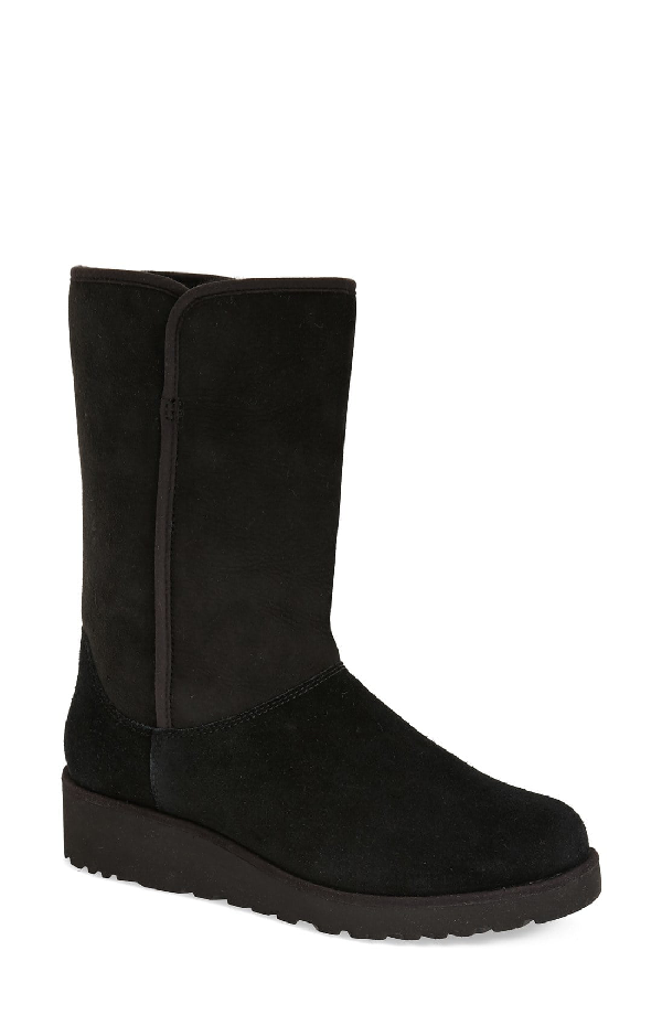 Ugg Amie Slim Short Wedge Boots In Black Suede | ModeSens