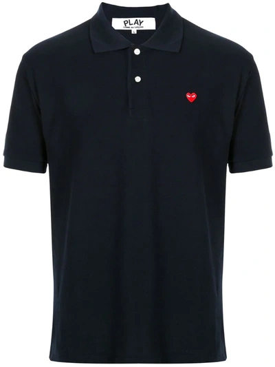 Comme Des Garçons Play Branded Short-sleeved Polo Shirt In Blue