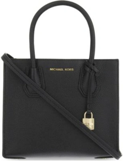 Michael Michael Kors Mercer Medium Leather Cross-body Bag In Black