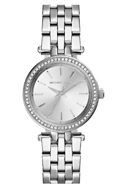 Michael Kors 'petite Darci' Crystal Bezel Bracelet Watch, 26mm In Silver