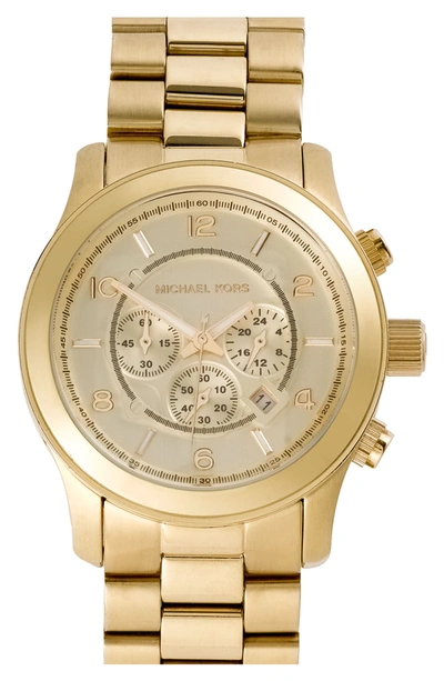 Michael Michael Kors 'large Runway' Chronograph Bracelet Watch, 45mm In Gold
