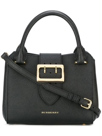 Burberry Prorsum Burberry The Small Buckle Tote In Grainy Leather - Black