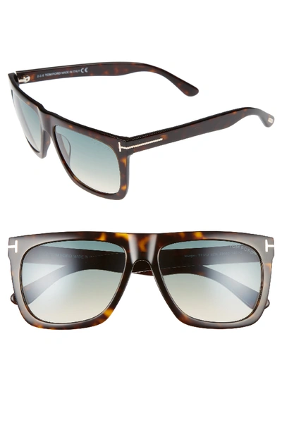 Tom Ford Morgan 57mm Flat Top Sunglasses - Havana/ Turquoise Gradient In Havana/ Turquoise Gradient