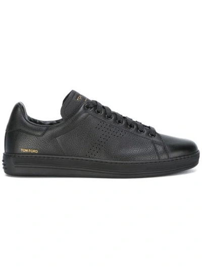 Tom Ford Leather Warwick Sneakers In Black