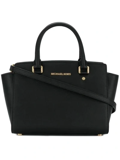 Michael Michael Kors Medium Selma Satchel In 001 - Black