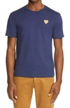 Comme Des Garçons Play Gold Heart Crewneck Tee In Navy