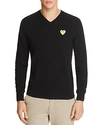 Comme Des Garçons Play Gold Heart V-neck Sweater In Gray
