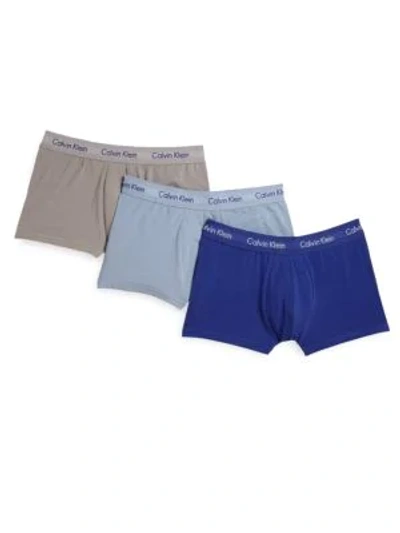Calvin Klein Underwear Men's 3-pack Stretch Cotton Low-rise Trunks In Blue Multi