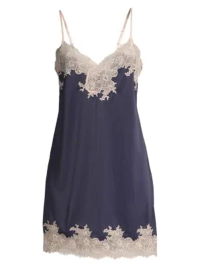 Natori Sleepwear Enchant Floral Lace Chemise In Navy