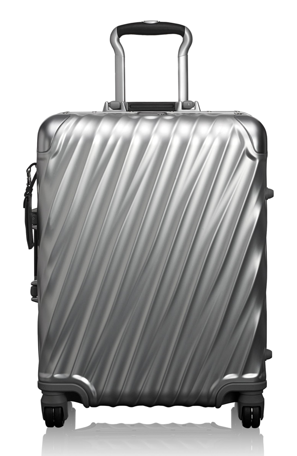 tumi silver luggage