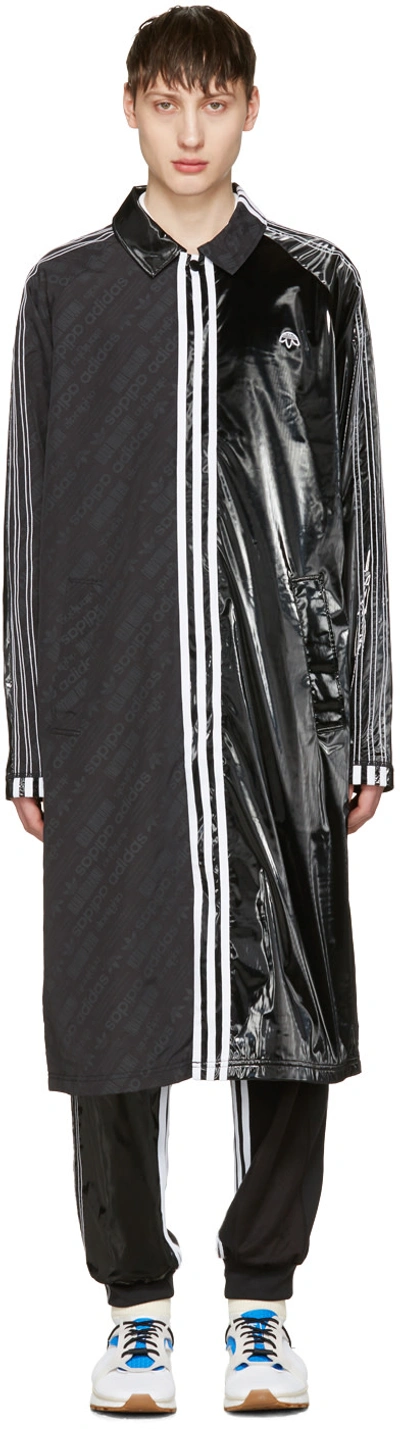 Adidas Originals By Alexander Wang Contrasting Panel Logo Coat In Black