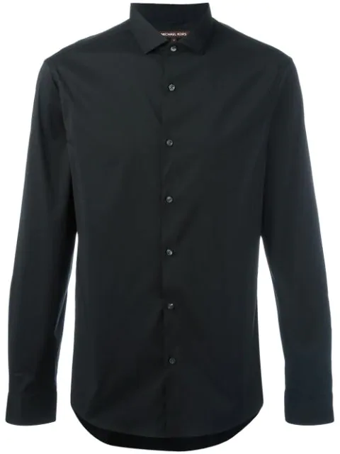 Michael Kors Stretch Cotton Slim Fit Button-down Shirt In Black | ModeSens