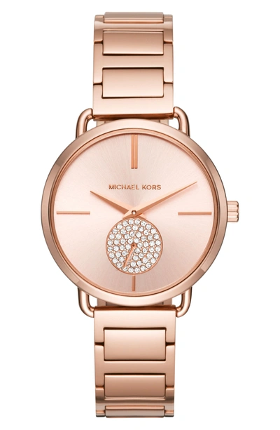 Michael Kors Portia Round Bracelet Watch, 36.5mm In Rose Gold