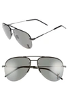 Saint Laurent 59mm Aviator Sunglasses In Black/ Grey