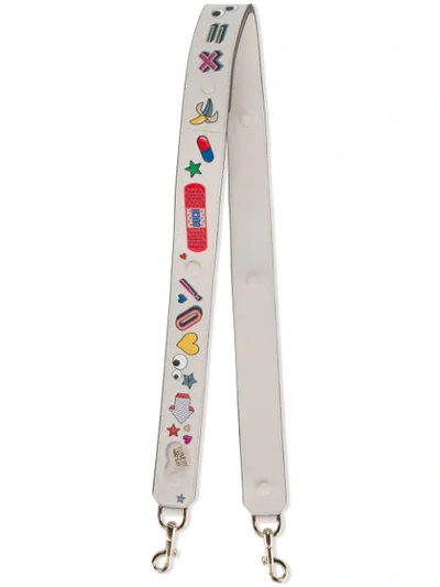 Anya Hindmarch All Over Stickers Bag Strap In Nude Multicolor