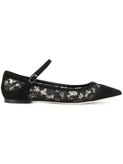 Dolce & Gabbana Pointed Ballerina Shoes In Nero 8b956