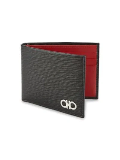 Ferragamo Revival Bi-fold Leather Wallet In Black