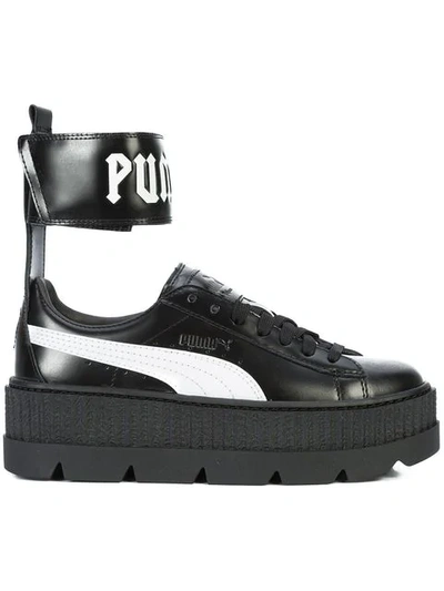 Fenty X Puma Fenty Puma X Rihanna Women's Leather Ankle Strap Platform Sneakers In Black