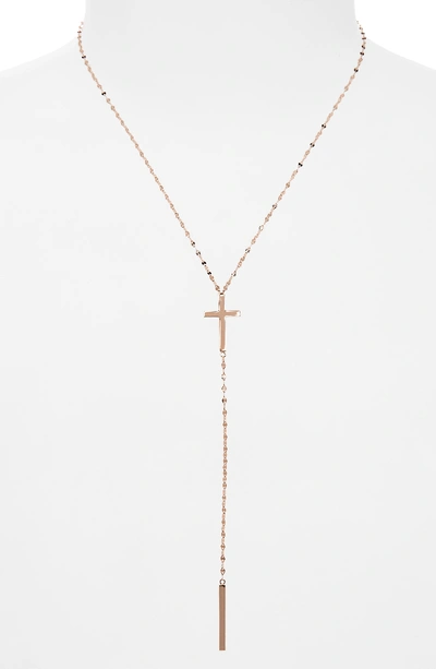 Lana Jewelry Bond Cross Y-necklace In Rose Gold