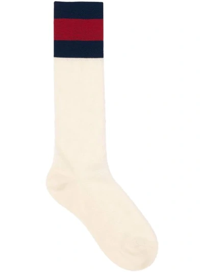 Gucci Web Mesh Cotton-blend Socks In White