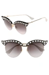 Gucci Semi-rimless Cat-eye Sunglasses W/ Pearlescent Bead Trim, Black Pattern