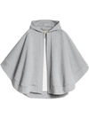 Burberry Embroidered Logo Cape Hoodie In Pale Grey