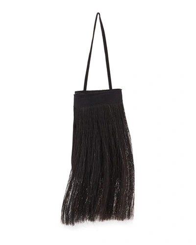 Helmut Lang Mini Suede & Horsehair Satchel Bag In Black